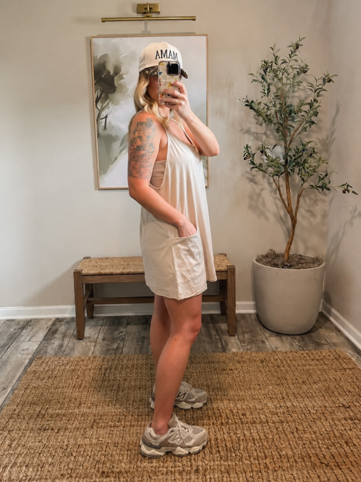 Seaside Ease Mini Dress - Sand Beige