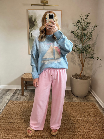 Sailing Away Knit Sweater - Daisy Blue